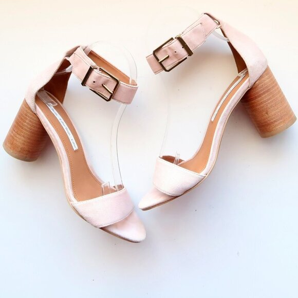 & Other Stories Pale Pink Cylinder Heel Ankle Strap Open Toe Sandals Summer Shoe - Picture 2 of 16